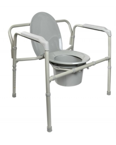 Folding Commode Chair McKesson Fixed Arm Steel Frame Back Bar 15-1/2 to 22 Inch Height